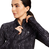 Ariat Women's Lowell 2.0 1/4 Zip Base layer Black Bit Print #10041207