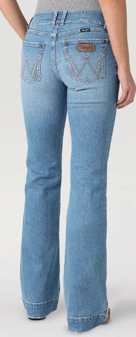 Wrangler Ladies Mae Mid Rise Retro Green Trouser Jean #2328358