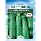 Squash, Dark Green Zucchini Organic Seeds, 5.3G #0799