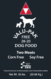 Valu Pak Corn Free 28/20 Black Bag Dog Food 50lb #25801503