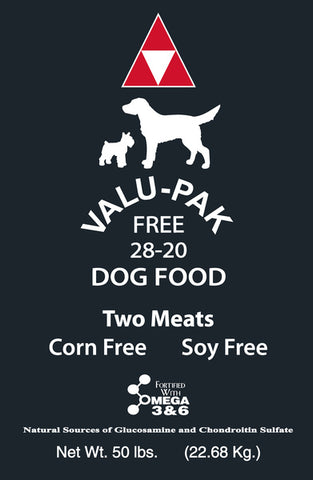 Valu Pak Corn Free 28/20 Black Bag Dog Food 50lb #25801503
