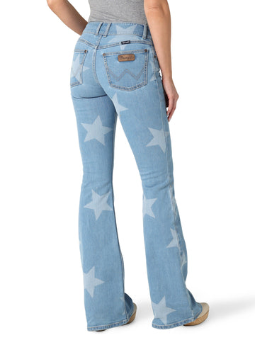 Wrangler Ladies Alice Retro Mae Mid Rise Star Flare Jeans #2328735