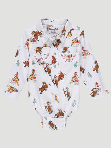 Wrangler Baby Horse & Cowgirl Western Snap Body Suit - White #2329258