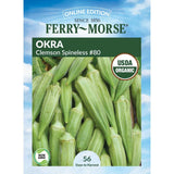 Okra, Clemson Spineless #80 Organic Seeds, 5.3g #1404