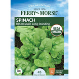 Spinach, Bloomsdale Long Standing Organic Seeds, 4.4g #1455