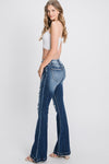 Jean Destroyed Mid Rise Stretch Flare W/Patch Work #P221FM-MD