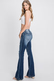 Jean Destroyed Mid Rise Stretch Flare W/Patch Work #P221FM-MD