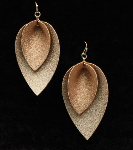 Double Leaf Gold Tone Earrings #30977