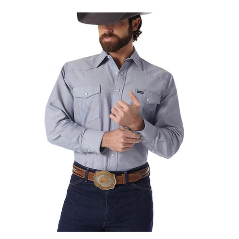 Wrangler Men's Cowboy Cut Long Sleeve Western Snap Chambray Work Shirt #70130MW