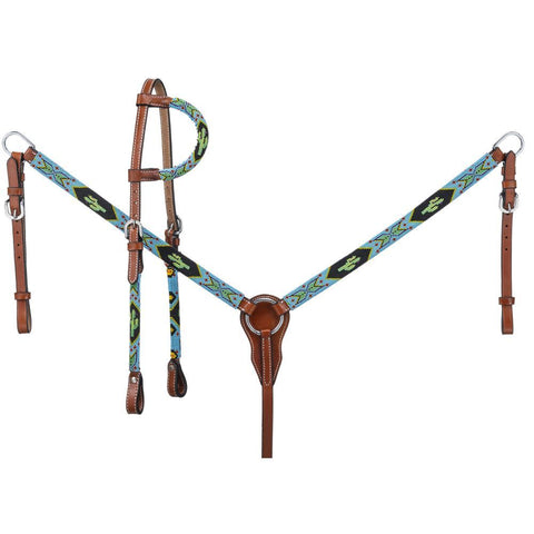 Royal King Beaded Cactus Headstall & Breast Collar Set #45-7051