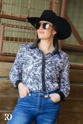 Ranch Dressn Women's performance Shirt Black Lace #BLKLACE
