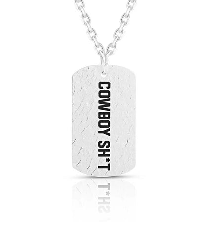 Montana Silversmiths Cowboy Sh*t Silver Dog Tag Necklace