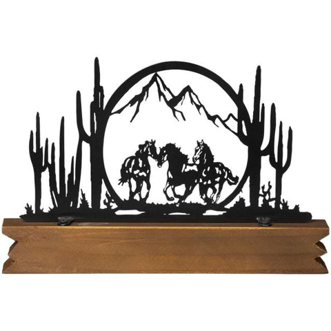 Galloping Horses Cactus Scene Decor #87-36136