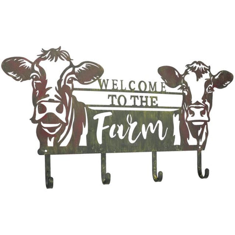 Welcome Cow 4 Hook Rack  #87-96084