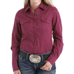 Cinch Ladies Fuchsia Print Button Down Shirt #MSW9201004
