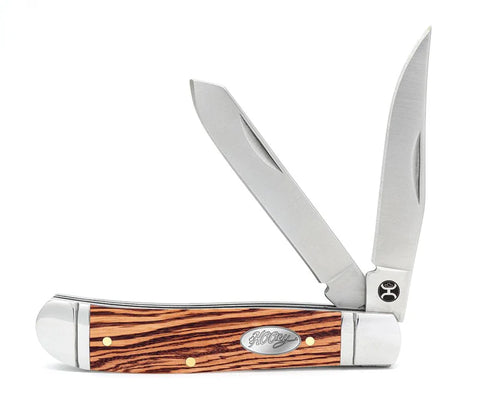Hooey Zebra Wood Trapper Knife #HK128-01