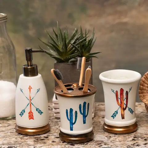 HiEnd Accents Bright Cactus 3 Piece Bath Set