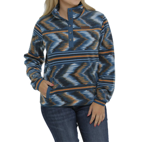 Cinch Ladies Blue Aztec Fleece Pullover #MAK9820009