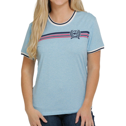 Cinch Ladies Boyfriend Stripe Print T-Shirt #MSK7890004