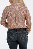 Cinch Ladies Orange Paisley Button Down Shirt #MSW9163001
