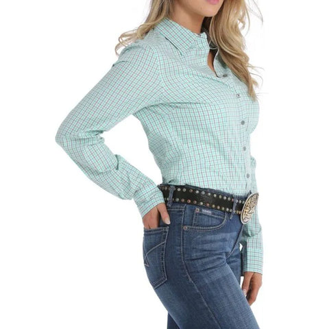Cinch Ladies Mint Plaid Rodeo Shirt #MSW9164068