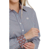 Cinch Ladies Blue Pinstripe Button Down Shirt #MSW9165018