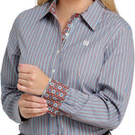 Cinch Ladies Blue Pinstripe Button Down Shirt #MSW9165018