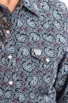 Cinch Ladies Blue Paisley Print Button Down Shirt #MSW9200030