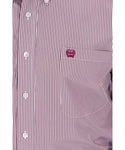 Cinch Men's Burgundy Pinstripe Button Down Shirt #MTW1104730