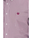 Cinch Men's Burgundy Pinstripe Button Down Shirt #MTW1104730