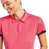 Ariat Ladies Bandera 1/4 Zip Polo Party Punch Shirt #10039186