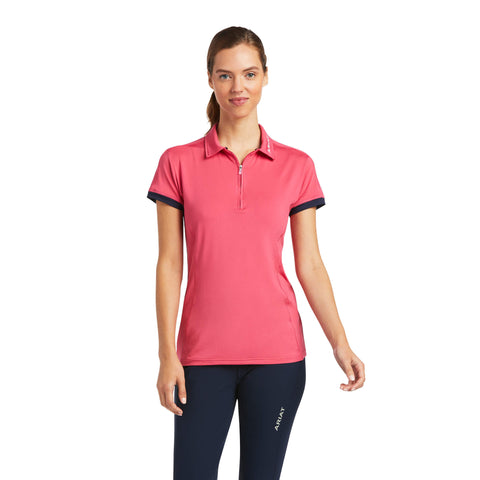 Ariat Ladies Bandera 1/4 Zip Polo Party Punch Shirt #10039186