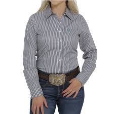 Cinch Ladies Green Pinstripe Western Shirt #MSW9164188
