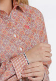 Cinch Ladies Orange Print Button Down Shirt #MSW9165019
