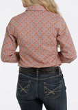 Cinch Ladies Orange Print Button Down Shirt #MSW9165019