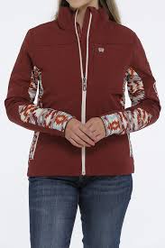 Cinch Ladies Maroon Aztec Bonded Jacket #MAJ9857001