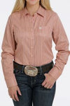 Cinch Ladies Orange Pinstripe Button Down Shirt #MSW9164182