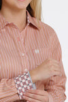 Cinch Ladies Orange Pinstripe Button Down Shirt #MSW9164182