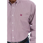 Cinch Men's Burgundy Pinstripe Button Down Shirt #MTW1104730