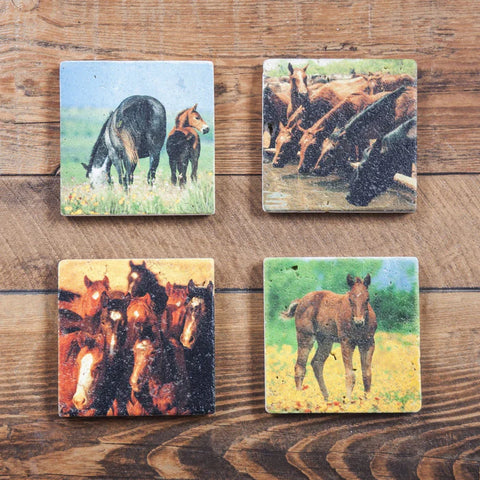 Hiend Accents 4 Piece Horses Coaster Set