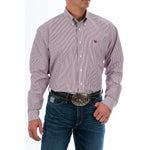 Cinch Men's Burgundy Pinstripe Button Down Shirt #MTW1104730