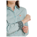 Cinch Ladies Blue Pinstripe Western Shirt #MSW9164198