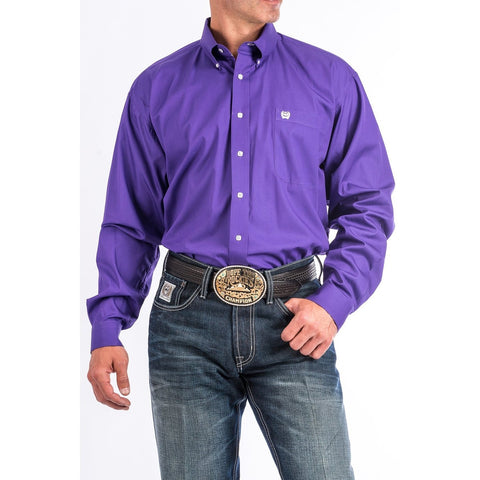 Cinch Men's Solid Classic Fit Solid Button Down Purple #MTW1003802