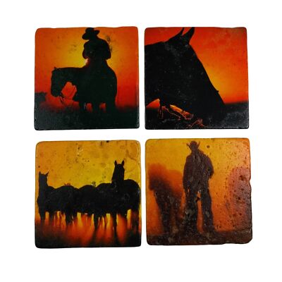 Hiend Accents 4 Piece Cowboy Coaster Set