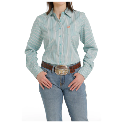 Cinch Ladies Blue Pinstripe Western Shirt #MSW9164198