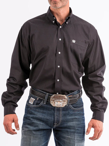 Cinch Men's Solid Classic Fit Solid Button Down Black #MT10320083