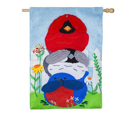 Evergreen Portly Birds House Flag #13B4754