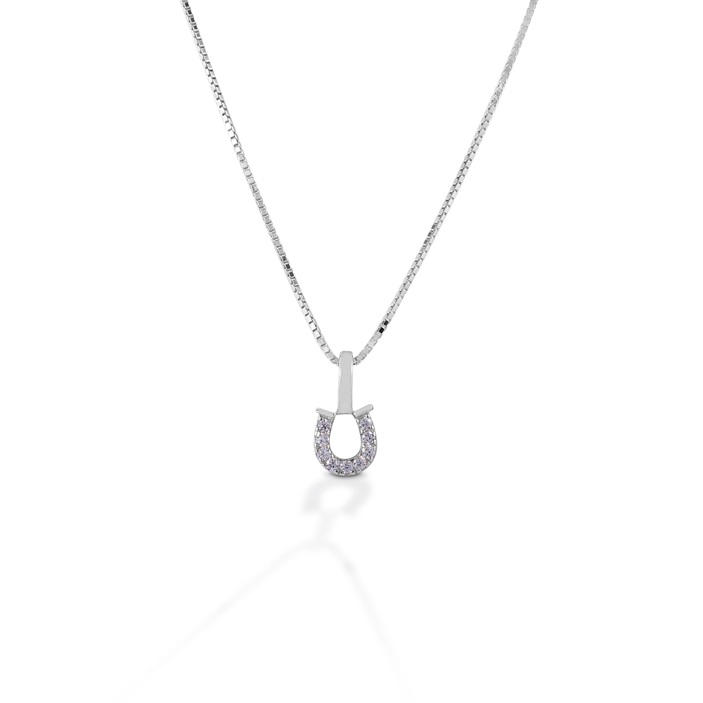 KELLY HERD CLEAR HORSESHOE NECKLACE - STERLING SILVER #11D