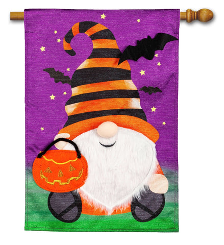 Halloween Gnome Linen House Flag - 28" x 44" - Evergreen #13ML9897