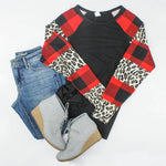 Shirt Long Sleeve Buffalo Plaid Leopard #10368